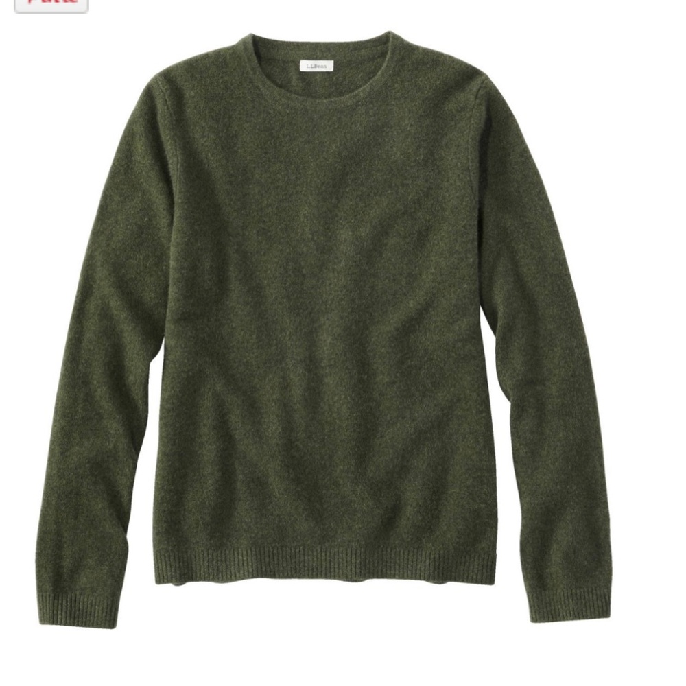 LLBean Forest Green Cashmere Crewneck